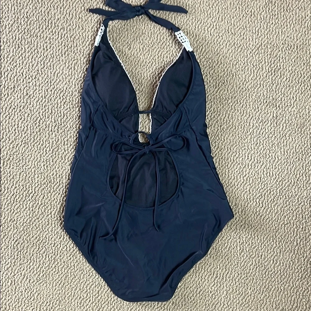 Kona Sol Black and White One Piece Swimsuit with Elegant Lace - Picture 6 of 10